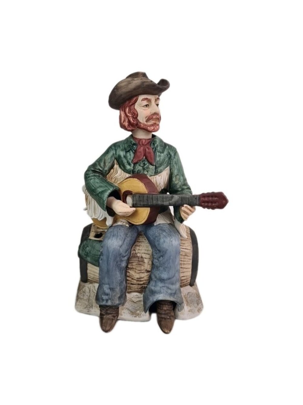 Waco Melody In Motion Porcelain Cowboy w/Guitar On Barrel Home On Range 7013